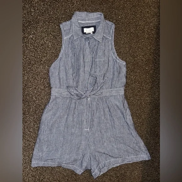 Anthropologie Blue Striped Jumpsuit - Picture 2 of 8